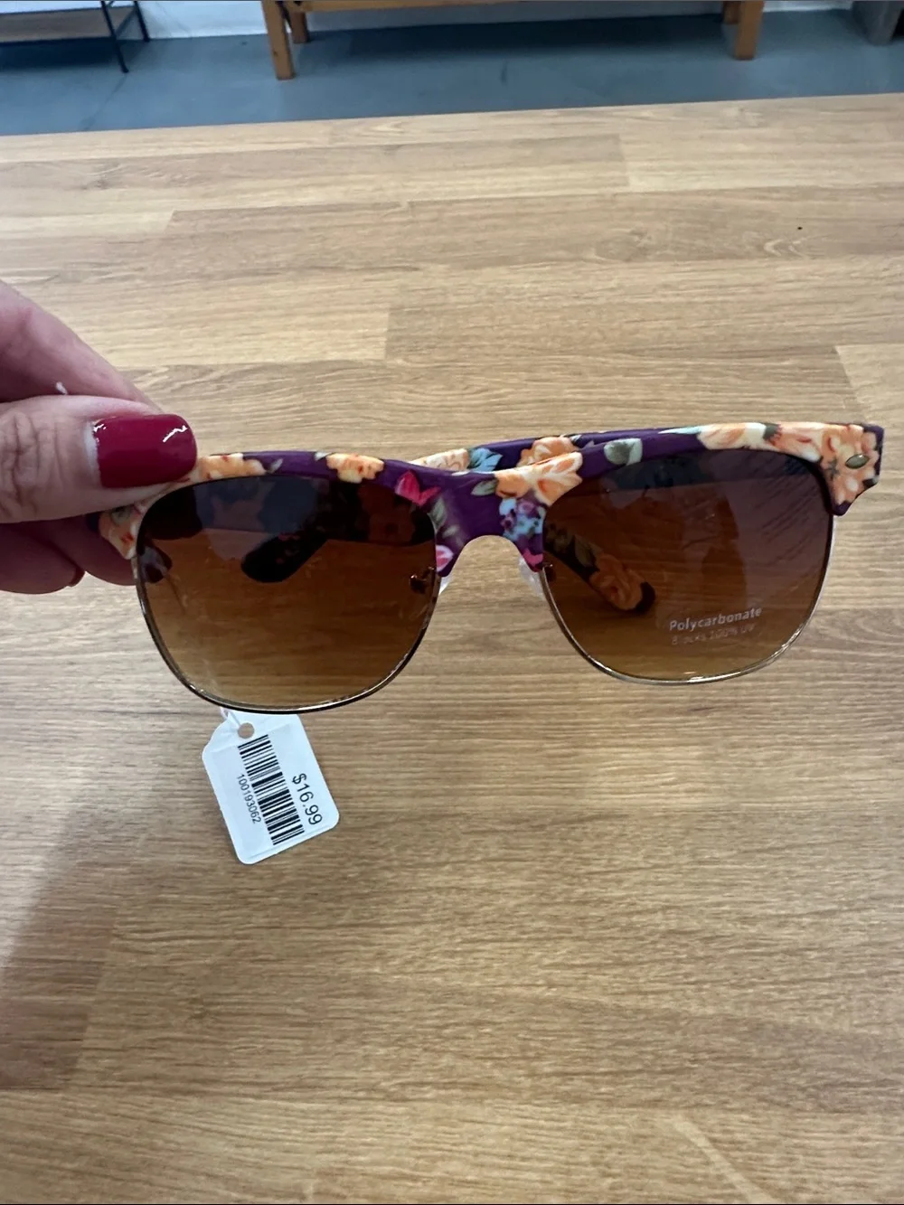 Floral Pattern Women's Sunglasses - Purple/Orange